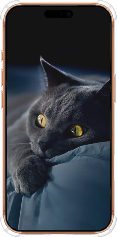 Силикон с усиленными углами чехол Дымчатый кот для Apple iPhone 17 PRO MAX - 825sp-4029 изображение 
