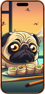 Силиконовый чехол Мопс и суши для Apple iPhone 17 PRO MAX - 5588u-4029 изображение 