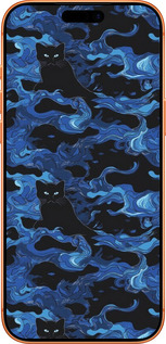 Силиконовый чехол Абстрактный узор черных котов на синем фоне для Apple iPhone 17 PRO MAX - 6525u-4029 изображение 