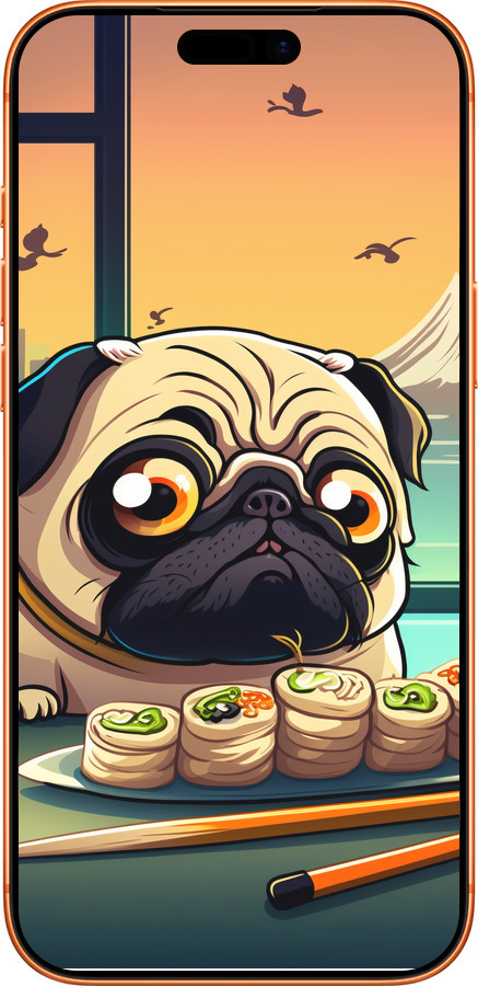 Силиконовый чехол Мопс и суши для Apple iPhone 17 PRO MAX - 5588u-4029 изображение 