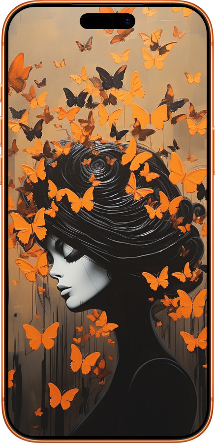 Силиконовый чехол Чехол для телефона Девушка с оранжевыми бабочками для Apple iPhone 17 PRO MAX - 5940u-4029 изображение 