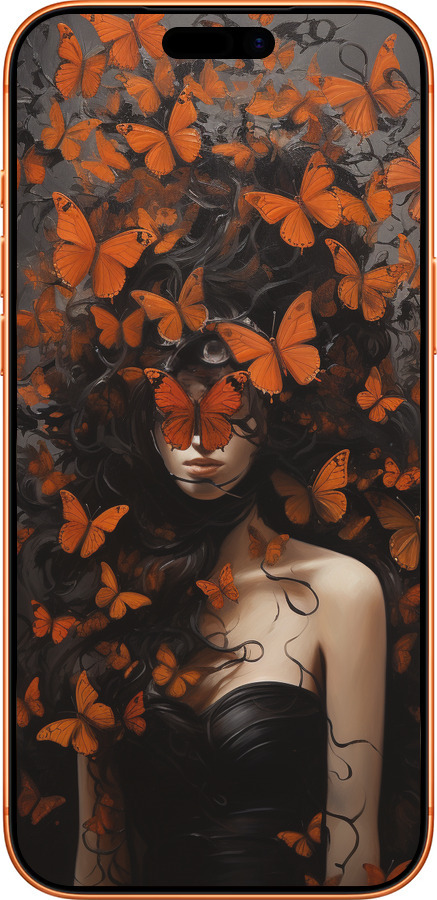 Силиконовый чехол Девушка с оранжевыми бабочками для Apple iPhone 17 PRO MAX - 5941u-4029 изображение 