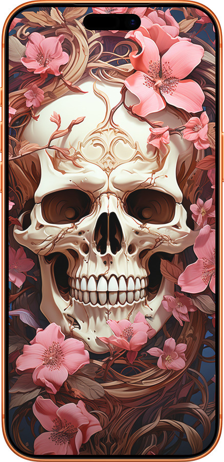 Силиконовый чехол Череп в розовых цветах для Apple iPhone 17 PRO MAX - 5965u-4029 изображение 