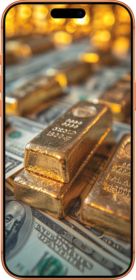 Силиконовый чехол Слитки и доллары для Apple iPhone 17 PRO MAX - 6105u-4029 изображение 