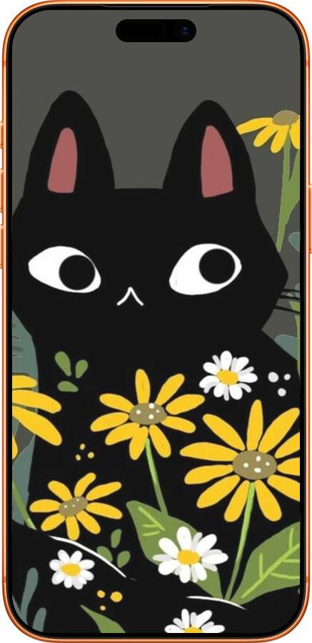 Силіконовий чехол Чорний кіт з квітами для Apple iPhone 17 PRO MAX - 6448u-4029 изображение 