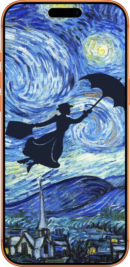 Силиконовый чехол С изображением Мэри Поппинс «Звездная ночь» для Apple iPhone 17 PRO MAX - 6487u-4029 изображение 