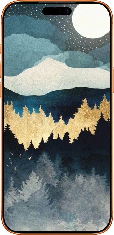 Силиконовый чехол Ночной пейзаж с лесом и горами для Apple iPhone 17 PRO MAX - 6493u-4029 изображение 