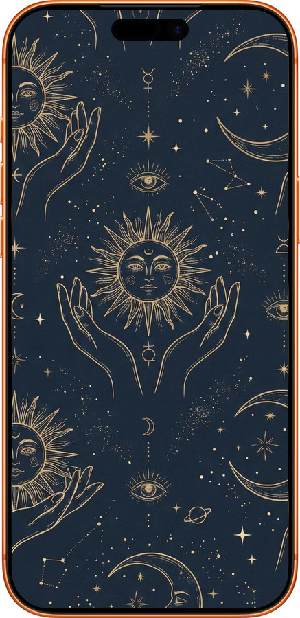 Силиконовый чехол Celestial Harmony: Sun & Moon Gold Mystic Pattern для Apple iPhone 17 PRO MAX - 6778u-4029 изображение 