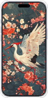 Силикон с усиленными углами чехол Сакура и аист для Apple iPhone 17 PRO - 6108sp-4030 изображение 