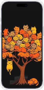 Силикон с усиленными углами чехол Дерево и котики для Apple iPhone 17 PRO - 6516sp-4030 изображение 
