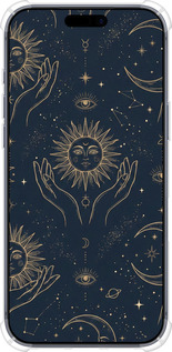 Силикон с усиленными углами чехол Celestial Harmony: Sun & Moon Gold Mystic Pattern для Apple iPhone 17 PRO - 6778sp-4030 изображение 