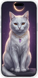 Силикон с усиленными углами чехол Mystic White Cat Gothic Dark Purple Gold для Apple iPhone 17 PRO - 6805sp-4030 изображение 