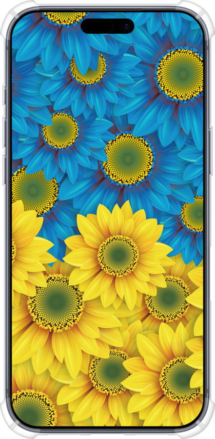 Силикон с усиленными углами чехол Жёлто-голубые цветы для Apple iPhone 17 PRO - 1048sp-4030 изображение 