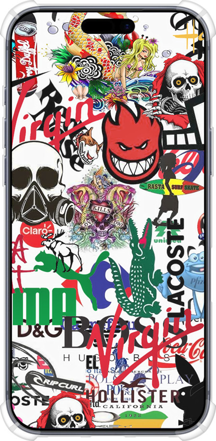 Силикон с усиленными углами чехол Many different logos для Apple iPhone 17 PRO - 4022sp-4030 изображение 