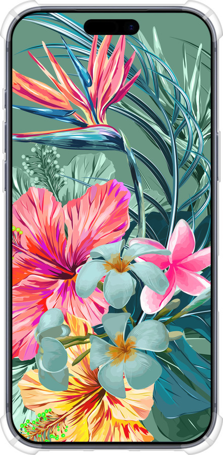 Силикон с усиленными углами чехол Тропические цветы v1 для Apple iPhone 17 PRO - 4667sp-4030 изображение 