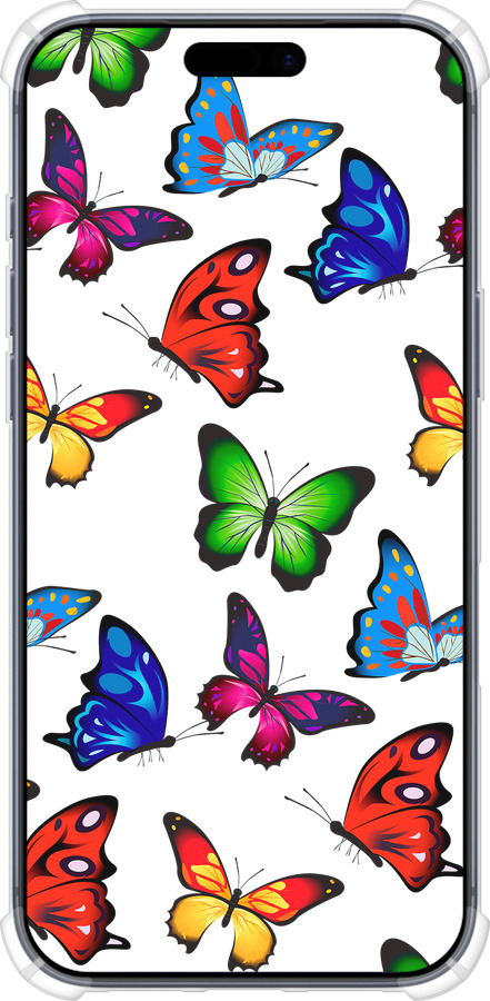 Силикон с усиленными углами чехол Красочные мотыльки для Apple iPhone 17 PRO - 4761sp-4030 изображение 