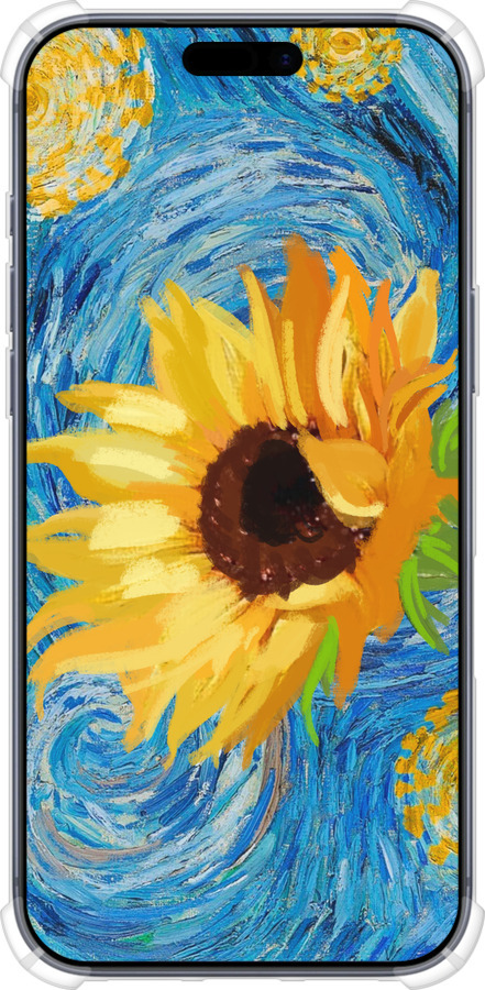 Силикон с усиленными углами чехол Цветы желто-голубые для Apple iPhone 17 PRO - 5308sp-4030 изображение 