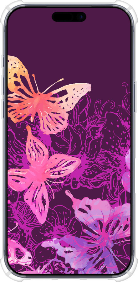 Силикон с усиленными углами чехол Бабочки v2 для Apple iPhone 17 PRO - 5475sp-4030 изображение 