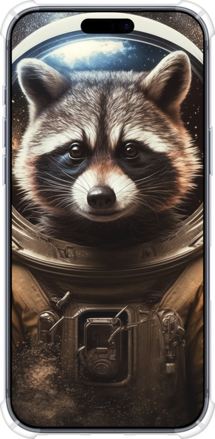 Силикон с усиленными углами чехол Raccoon austronaut для Apple iPhone 17 PRO - 5581sp-4030 изображение 