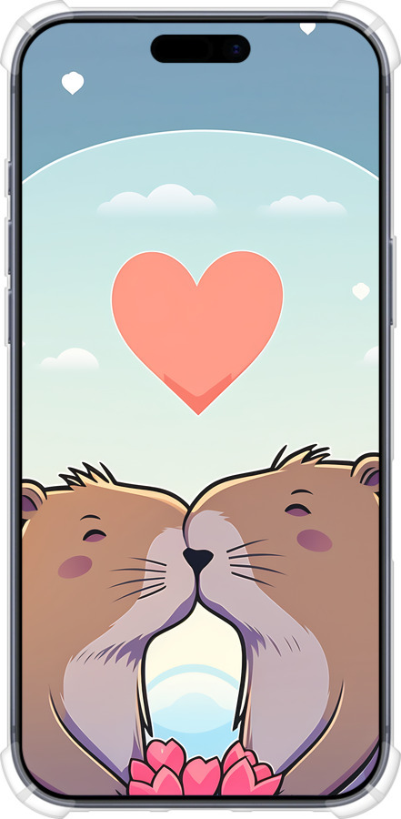 Силикон с усиленными углами чехол Капибара любовь для Apple iPhone 17 PRO - 6027sp-4030 изображение 