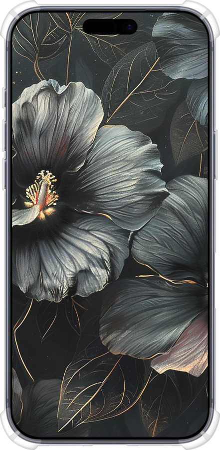 Силикон с усиленными углами чехол Черные цветы для Apple iPhone 17 PRO - 6031sp-4030 изображение 