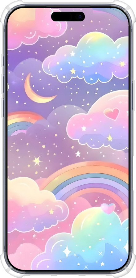 Силикон с усиленными углами чехол Облака и радуга для Apple iPhone 17 PRO - 6312sp-4030 изображение 