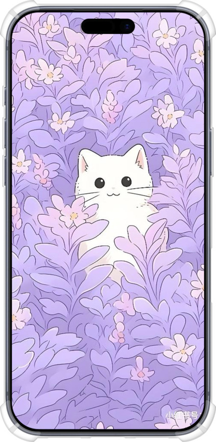 Силикон с усиленными углами чехол Котик в цветах для Apple iPhone 17 PRO - 6390sp-4030 изображение 
