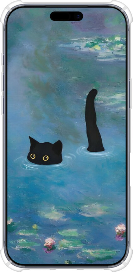 Силикон с усиленными углами чехол С изображением кота и водяной лилии Monet для Apple iPhone 17 PRO - 6519sp-4030 изображение 