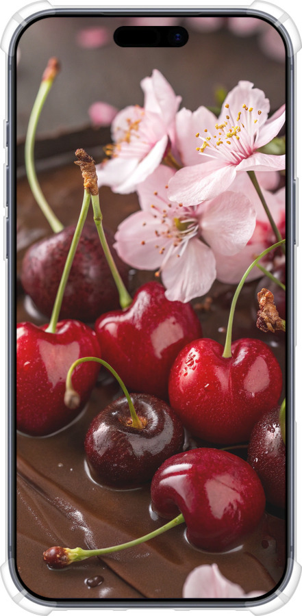 Силикон с усиленными углами чехол Вишня в шоколаде для Apple iPhone 17 PRO - 6698sp-4030 изображение 