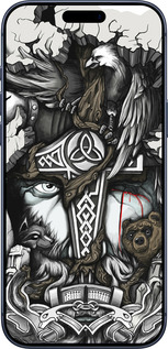 Силиконовый чехол Тату Викинг для Apple iPhone 17 PRO - 4098u-4030 изображение 