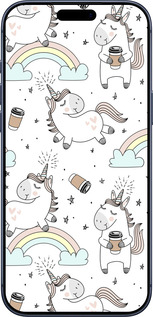 Силиконовый чехол Единорог и кофе для Apple iPhone 17 PRO - 4661u-4030 изображение 