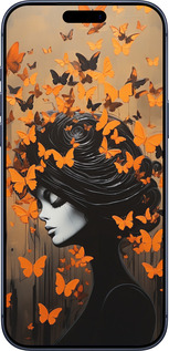 Силиконовый чехол Чехол для телефона Девушка с оранжевыми бабочками для Apple iPhone 17 PRO - 5940u-4030 изображение 