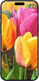 Силиконовый чехол Нарисованные тюльпаны для Apple iPhone 17 PRO - 5990u-4030 изображение 