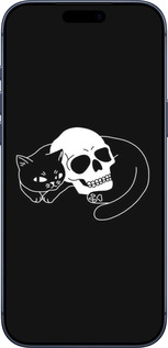 Силиконовый чехол С изображением кота и черепа для Apple iPhone 17 PRO - 6491u-4030 изображение 