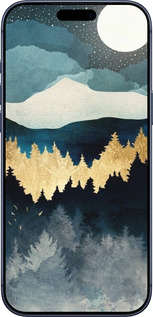 Силиконовый чехол Ночной пейзаж с лесом и горами для Apple iPhone 17 PRO - 6493u-4030 изображение 