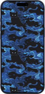 Силиконовый чехол Абстрактный узор черных котов на синем фоне для Apple iPhone 17 PRO - 6525u-4030 изображение 
