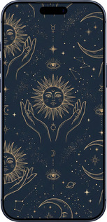 Силиконовый чехол Celestial Harmony: Sun & Moon Gold Mystic Pattern для Apple iPhone 17 PRO - 6778u-4030 изображение 