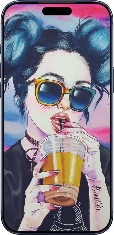 Силиконовый чехол Арт-девушка в очках для Apple iPhone 17 PRO - 3994u-4030 изображение 