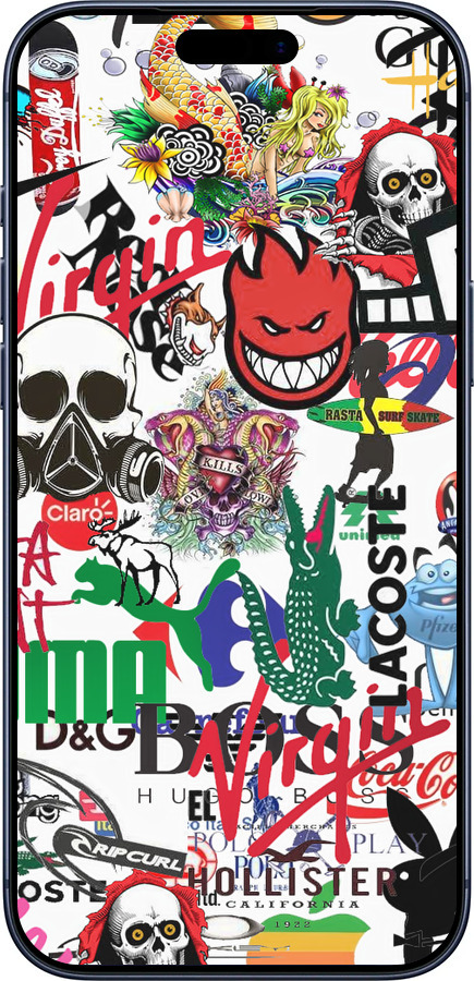 Силиконовый чехол Many different logos для Apple iPhone 17 PRO - 4022u-4030 изображение 