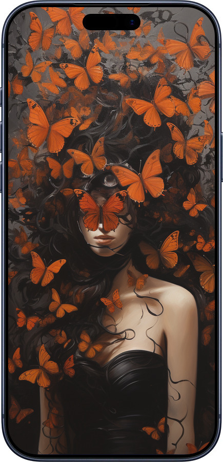 Силиконовый чехол Девушка с оранжевыми бабочками для Apple iPhone 17 PRO - 5941u-4030 изображение 