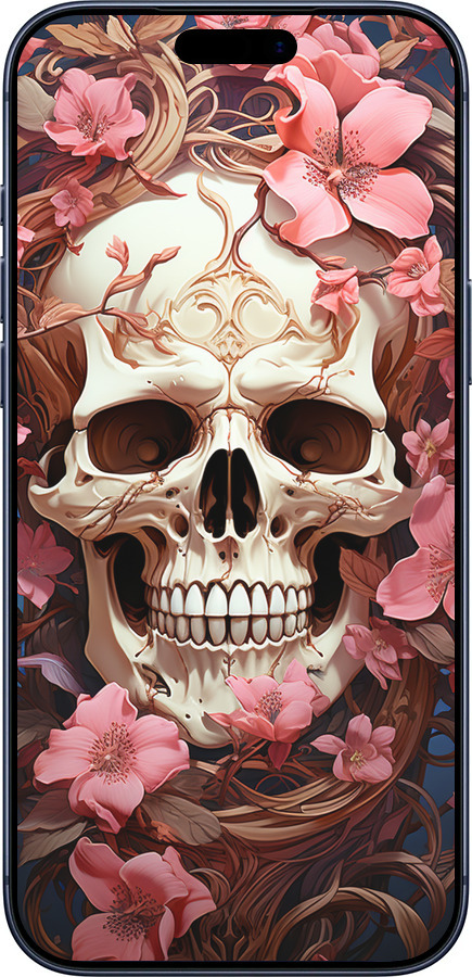 Силиконовый чехол Череп в розовых цветах для Apple iPhone 17 PRO - 5965u-4030 изображение 