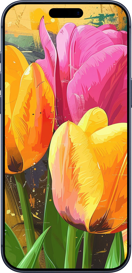 Силиконовый чехол Нарисованные тюльпаны для Apple iPhone 17 PRO - 5990u-4030 изображение 