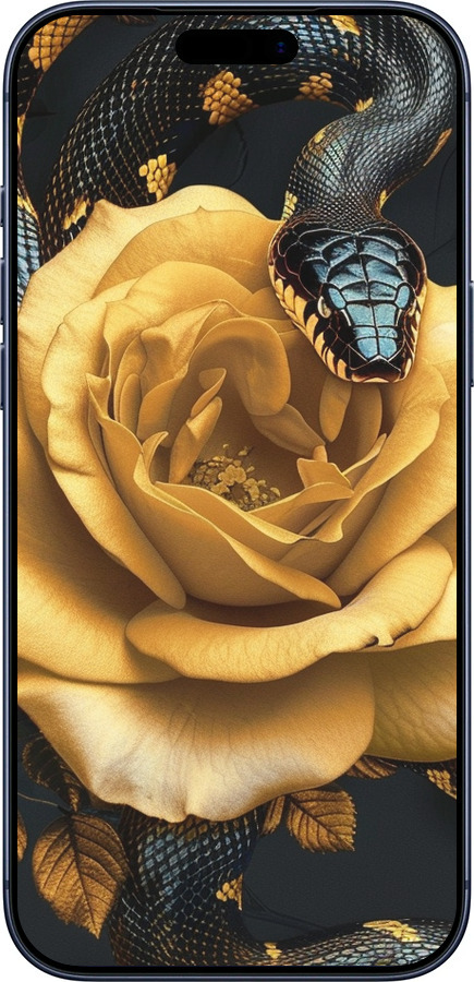 Силиконовый чехол Black snake and golden rose для Apple iPhone 17 PRO - 6068u-4030 изображение 