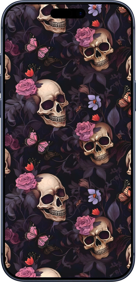 Силиконовый чехол Черепа и розы для Apple iPhone 17 PRO - 6316u-4030 изображение 
