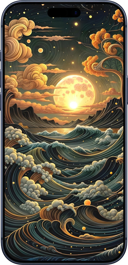 Силиконовый чехол Арт волны для Apple iPhone 17 PRO - 6332u-4030 изображение 