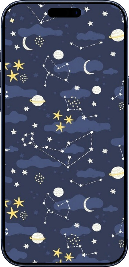 Силиконовый чехол Астрономический узор. Милый дизайн мультяшной вселенной для Apple iPhone 17 PRO - 6446u-4030 изображение 