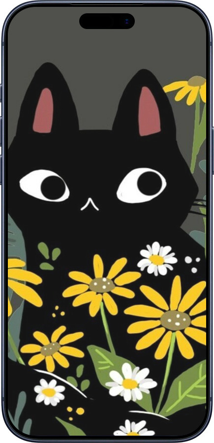 Силиконовый чехол Черный кот с цветами для Apple iPhone 17 PRO - 6448u-4030 изображение 