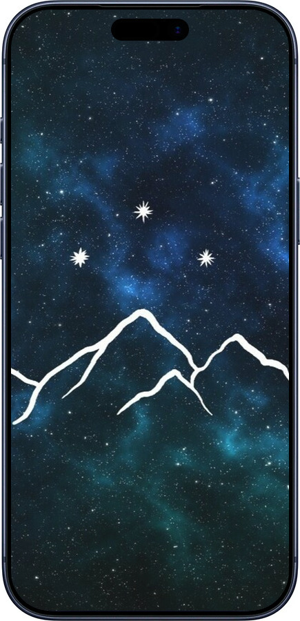 Силиконовый чехол Горы и звезды нарисованы на фоне галактики для Apple iPhone 17 PRO - 6490u-4030 изображение 