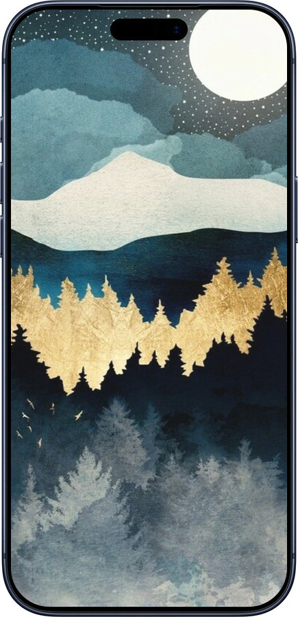 Силиконовый чехол Ночной пейзаж с лесом и горами для Apple iPhone 17 PRO - 6493u-4030 изображение 