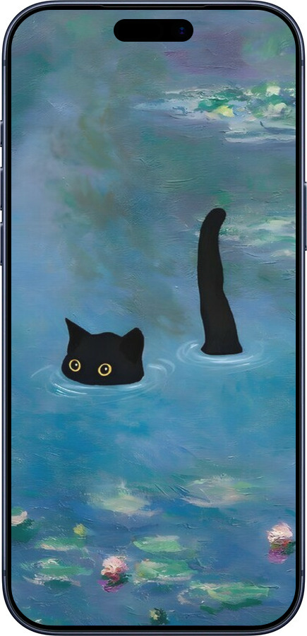 Силіконовий чехол Із зображенням кота та водяної лілії Monet для Apple iPhone 17 PRO - 6519u-4030 изображение 